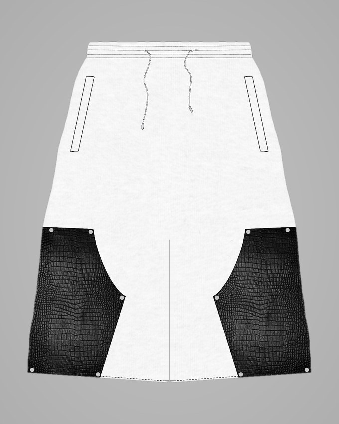 Front — leather panels, riveted